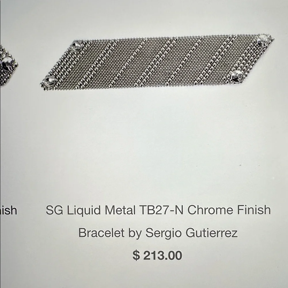 SG Liquid Metal TB27-N Chrome Finish Bracelet by Sergio Gutierrez - Picture 7 of 7